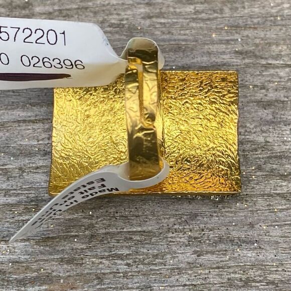 NWT Marly Moretti Free People Alba Freshwater Pearl/Brass/Pyrite Stone Ring Adj - Picture 6 of 11